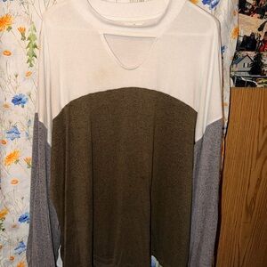 🚨 3/15 SALE 🚨 Maurices White, Olive & Gray Colorblock Long Sleeve Top